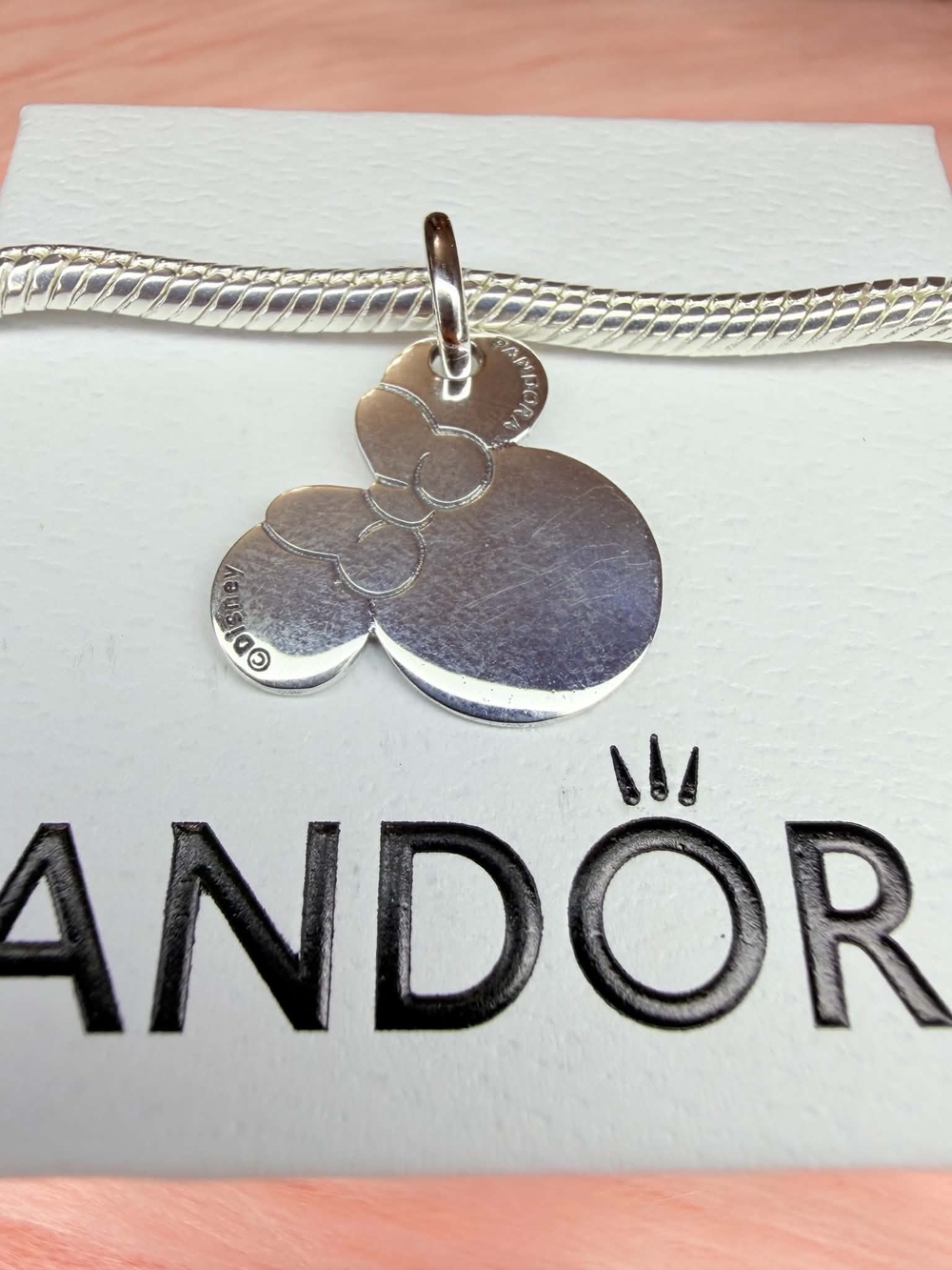PANDORA Silver Minnie Mouse Charm Pendant - Picture 3 of 4